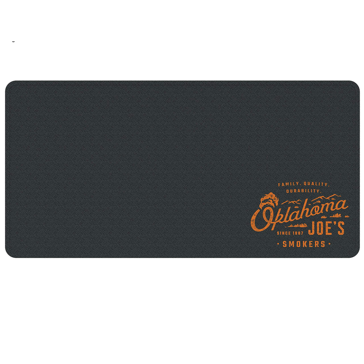 Oklahoma Joe's front view of full 80x40 mat protecting patio