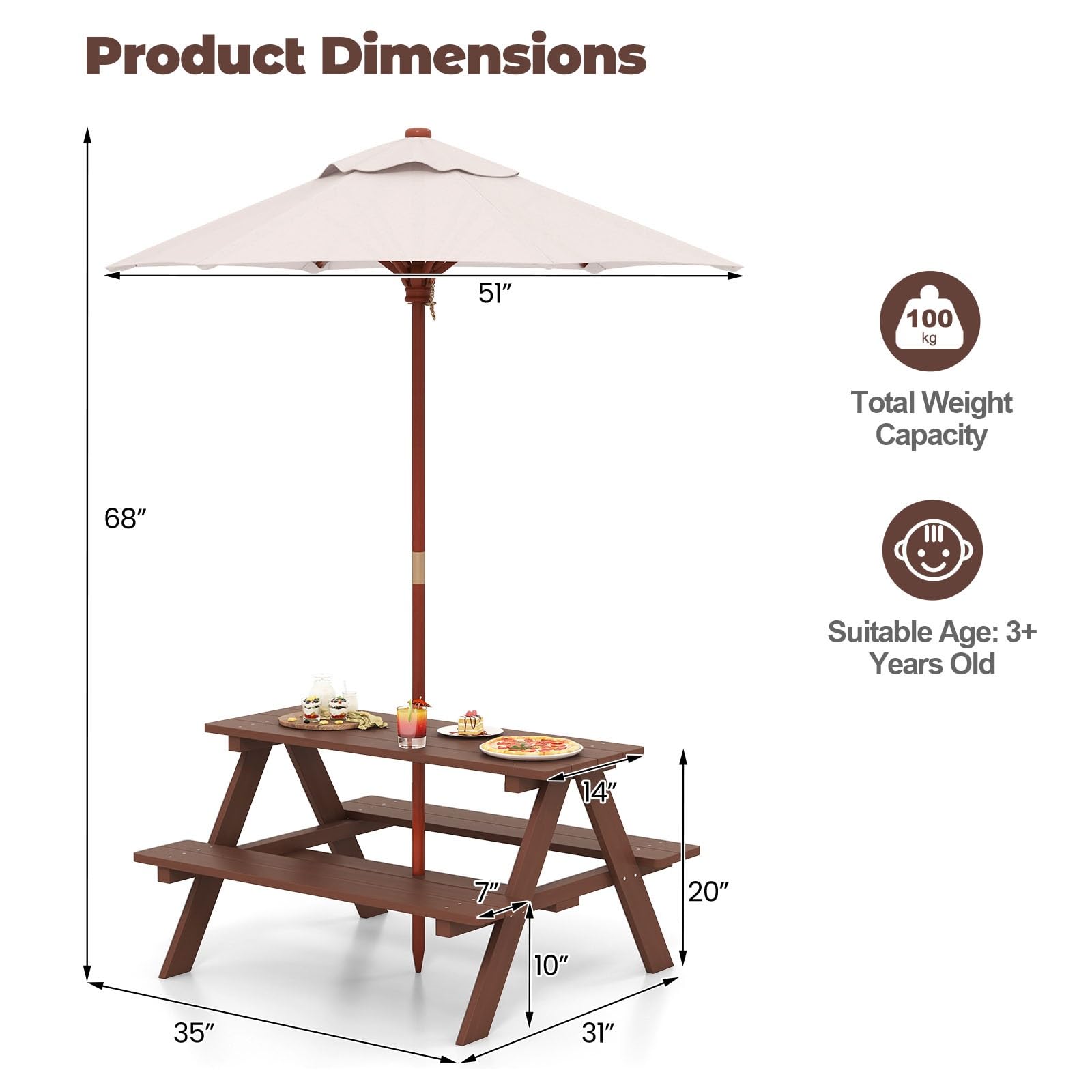 Olakids picnic table in backyard setting encouraging outdoor play