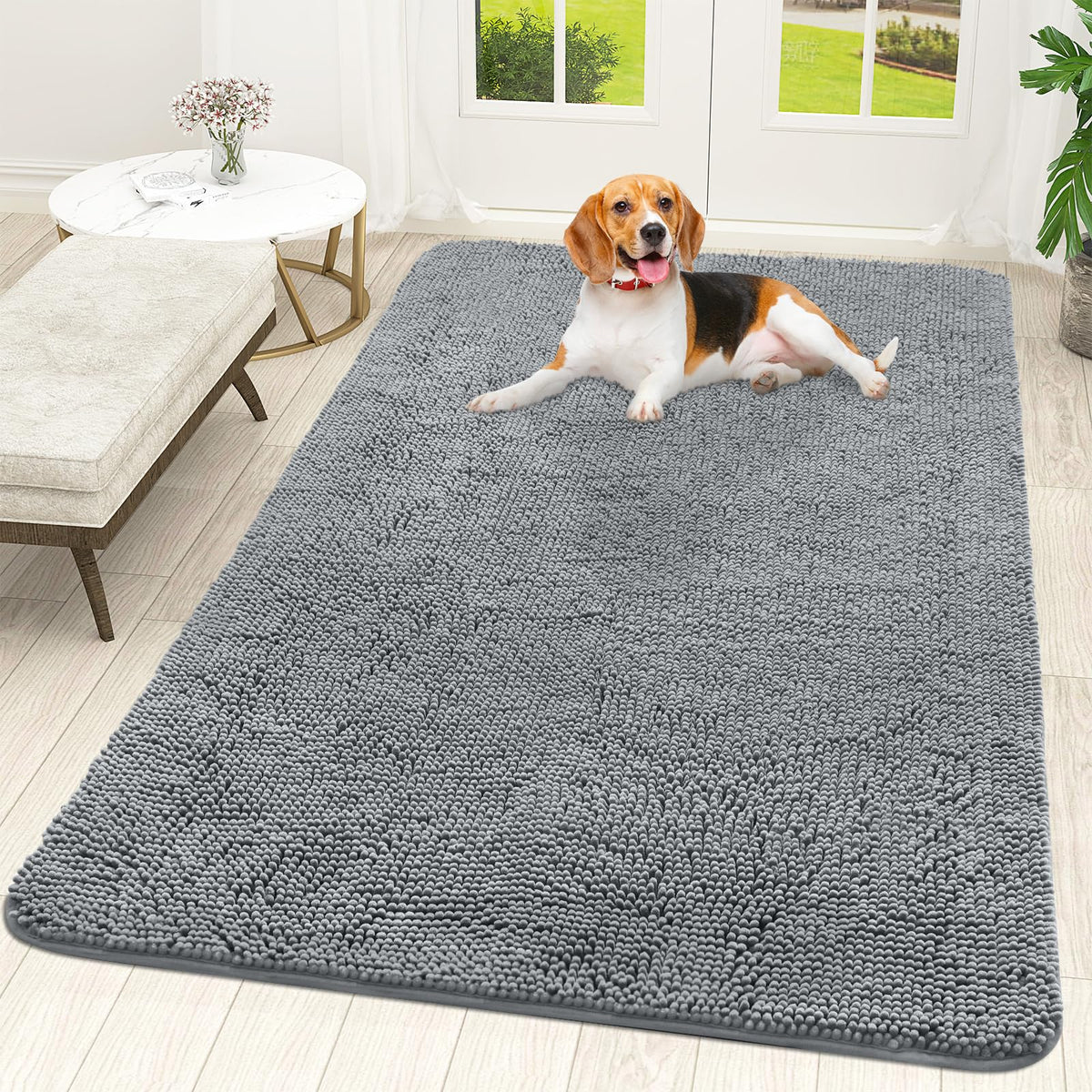 OLANLY front view mat in doorway catching muddy paws and protecting floor
