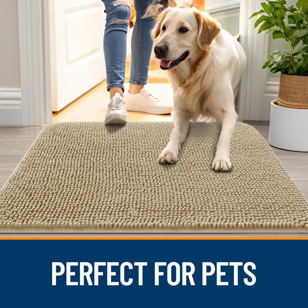 OLANLY mat under food bowls catching spills and keeping floor clean