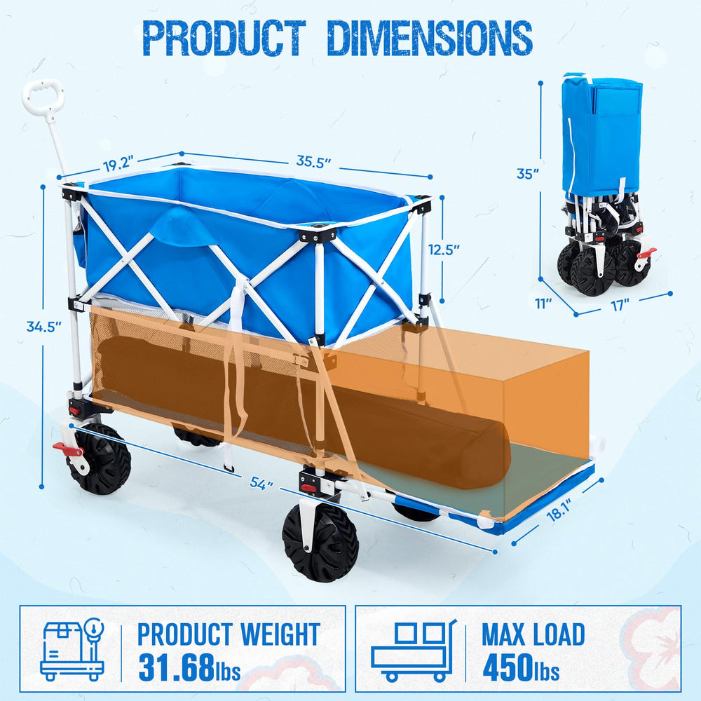 Old Bahama Bay compact folded wagon in car trunk, easy storage