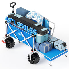 Old Bahama Bay front view of wagon showing durable frame and bright design for visibility