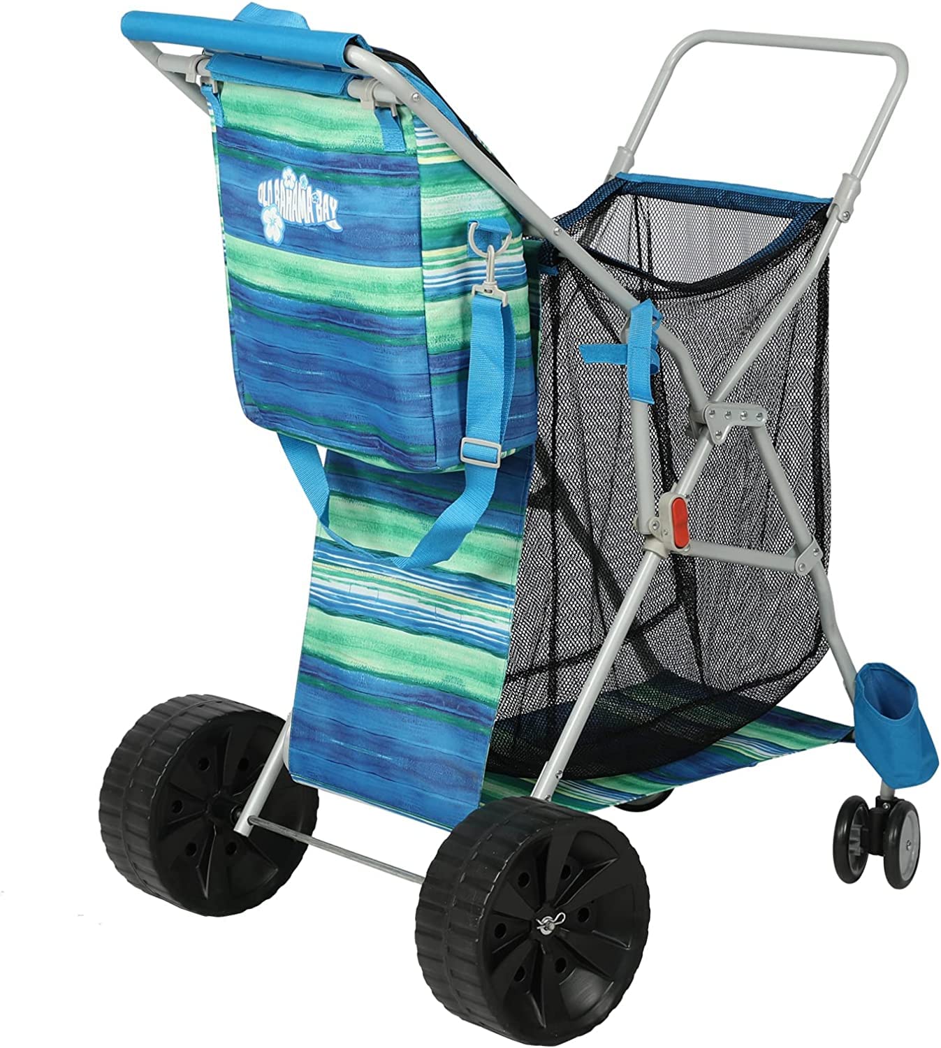 Old Bahama Bay cart beside gear to show dimensions and load capacity benefit