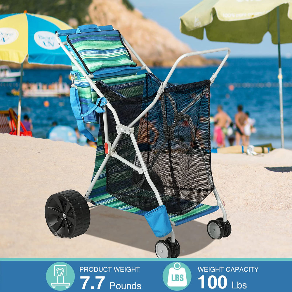 Old Bahama Bay closeup of big wheels for smooth sand rolling and stability benefit