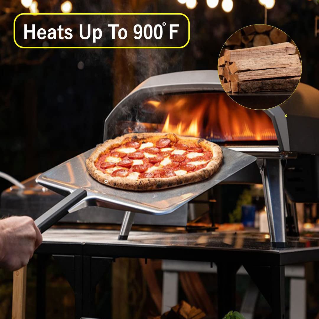 Old Potters logs burning in a mini pizza oven delivering clean heat and low smoke