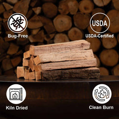Old Potters log beside a hand to show 6-inch size for quick oven loading