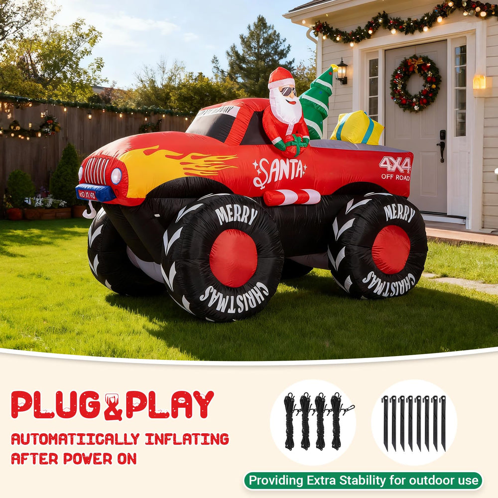 Oldplaykid Santa monster truck accessories with stakes and ropes for secure anchoring