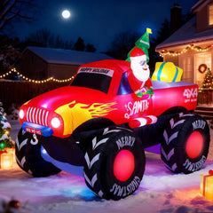 Oldplaykid Santa monster truck front view showing festive presence and curb appeal