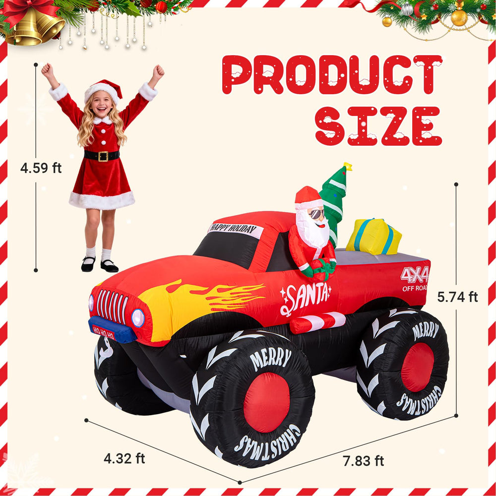 Oldplaykid Santa monster truck side profile highlighting size and visible details