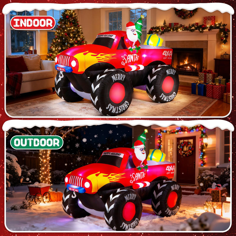 Oldplaykid Santa monster truck zipper open for quick deflation and compact storage