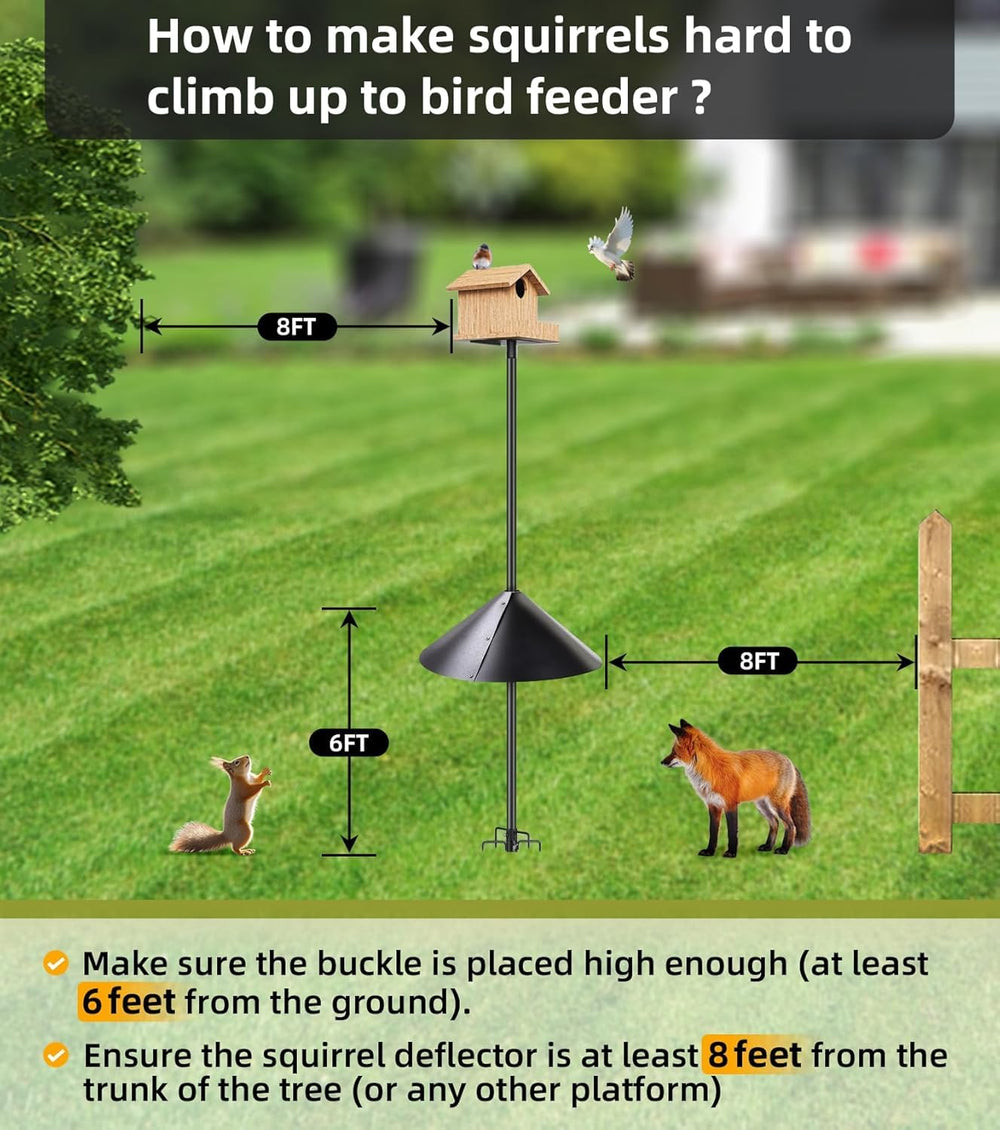 OLEKE size comparison next to bird feeder shows generous coverage