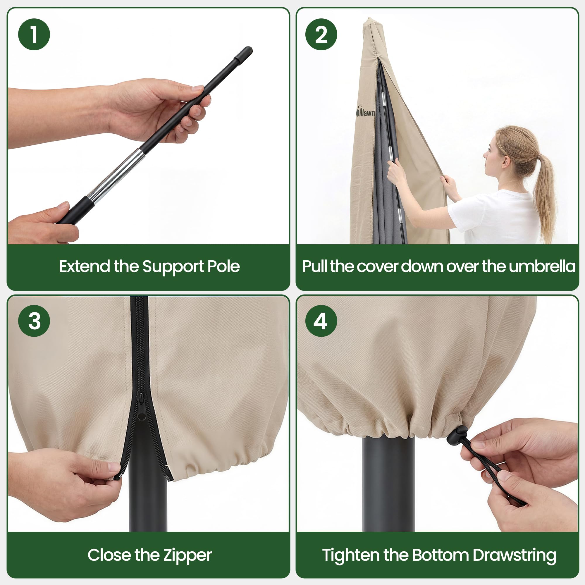 OLILAWN lifestyle patio setting with covered umbrella for longevity