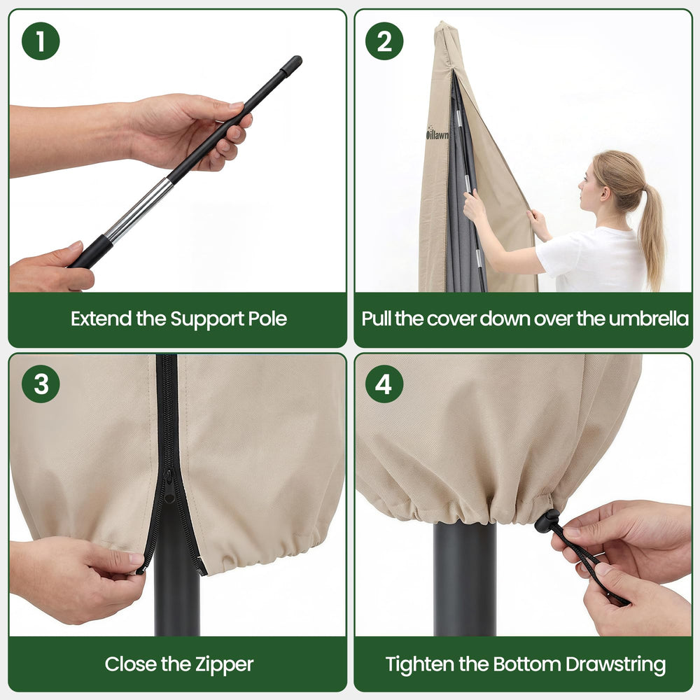 OLILAWN lifestyle patio setting with covered umbrella for longevity