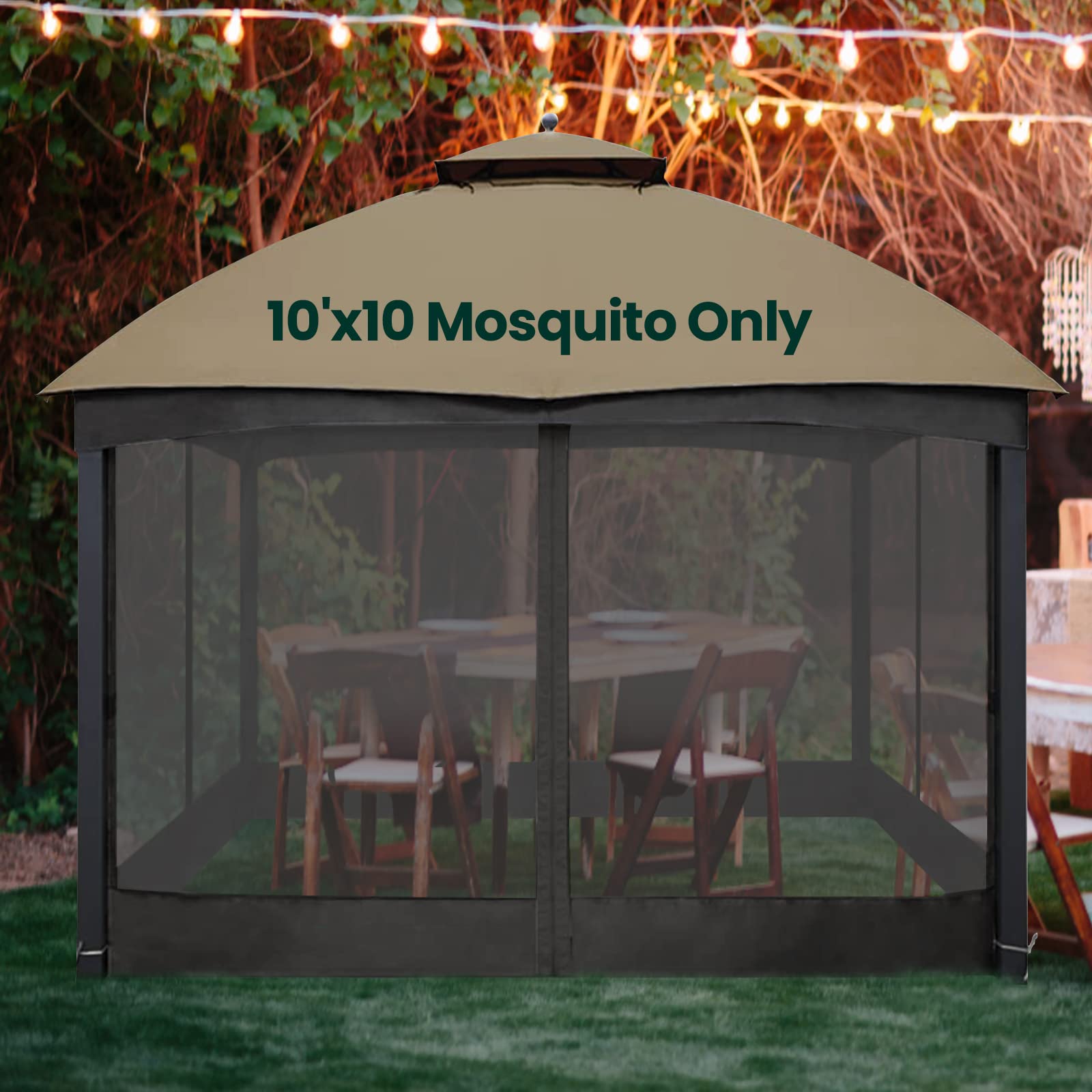 OLILAWN netting shown with chair to illustrate size and scale for seating area