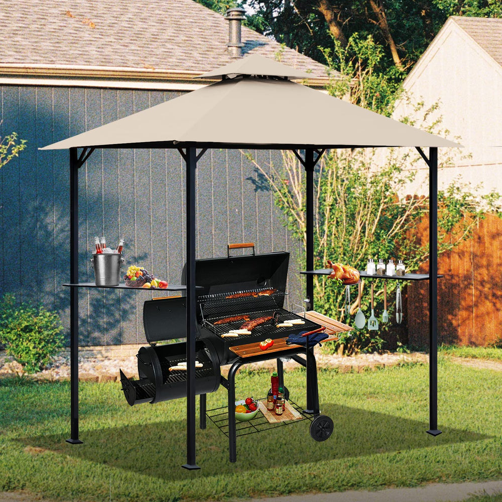 OLILAWN canopy size comparison with chair to show 5x8 scale