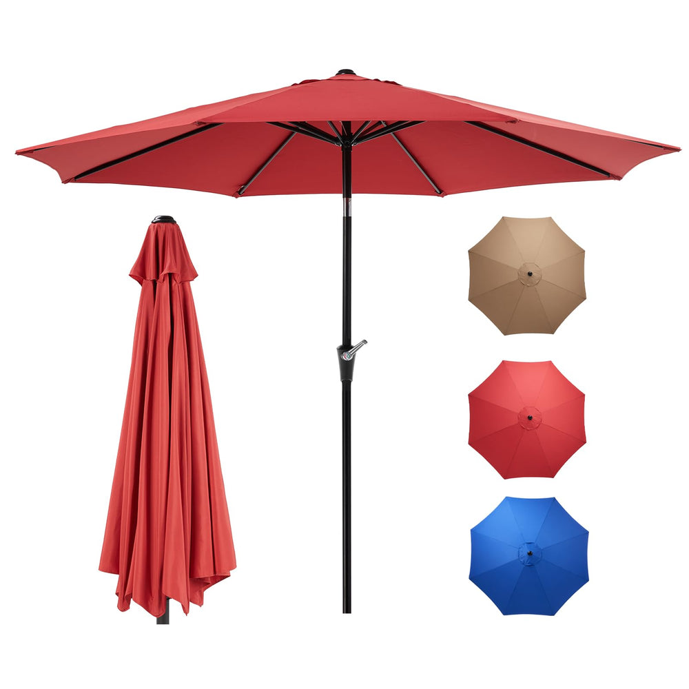 OLIXIS front view 9ft umbrella showing full canopy and shade benefit
