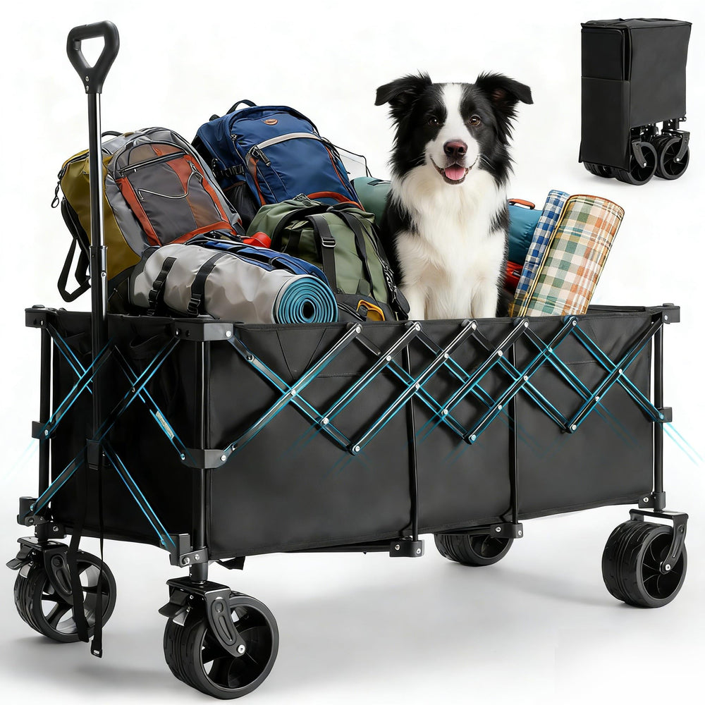 OLIXIS front view of wagon unfolded showing cargo capacity and stability
