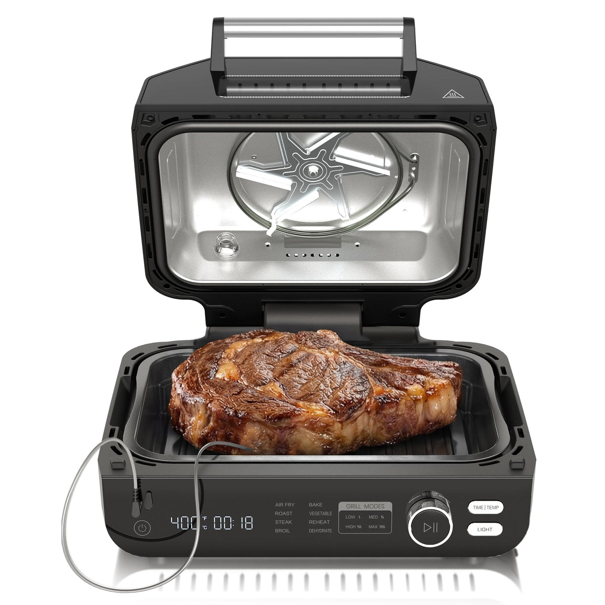 OLIXIS front view showing large grill surface and controls, clear capacity benefit