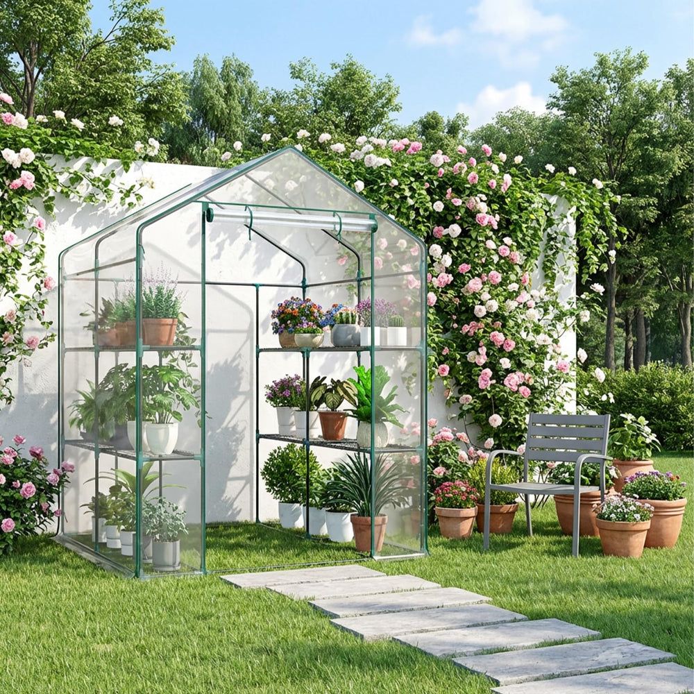 OLIXIS greenhouse on patio with plants showing usable outdoor lifestyle benefit