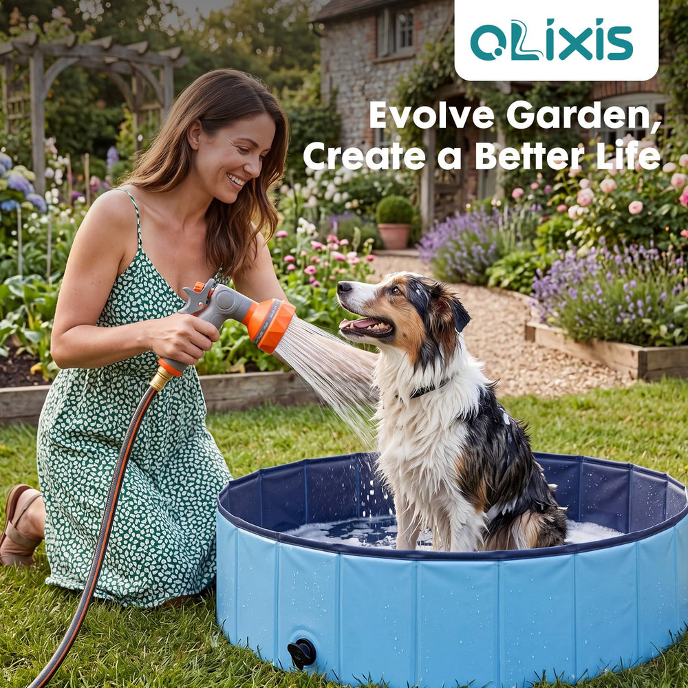 OLIXIS hose reel beside a ruler showing 100 ft scale for accurate sizing