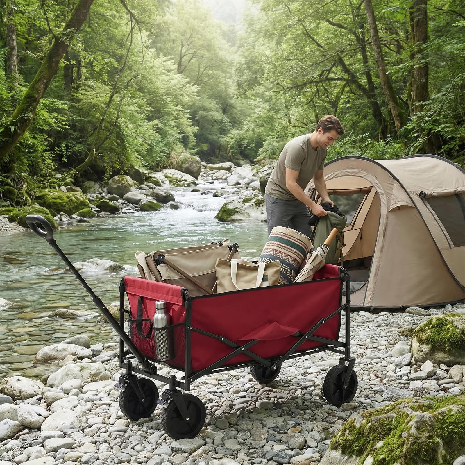 OLIXIS folded compact wagon demonstrating space-saving transport convenience