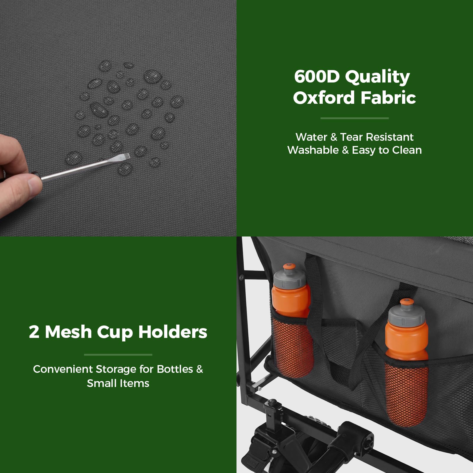 OLIXIS wagon adjustable handle extended to show ergonomic pulling comfort