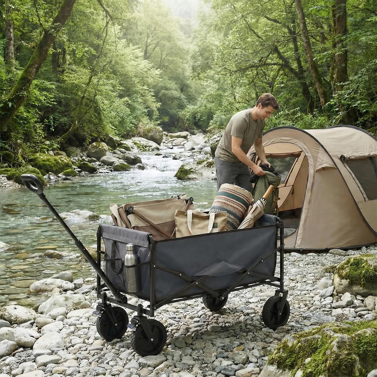 OLIXIS wagon side profile folded compactly for space-saving storage and transport