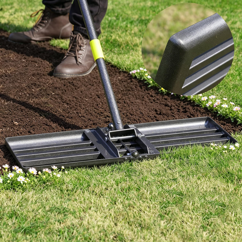 Oliynedy front view showing 30-inch ground plate for faster leveling