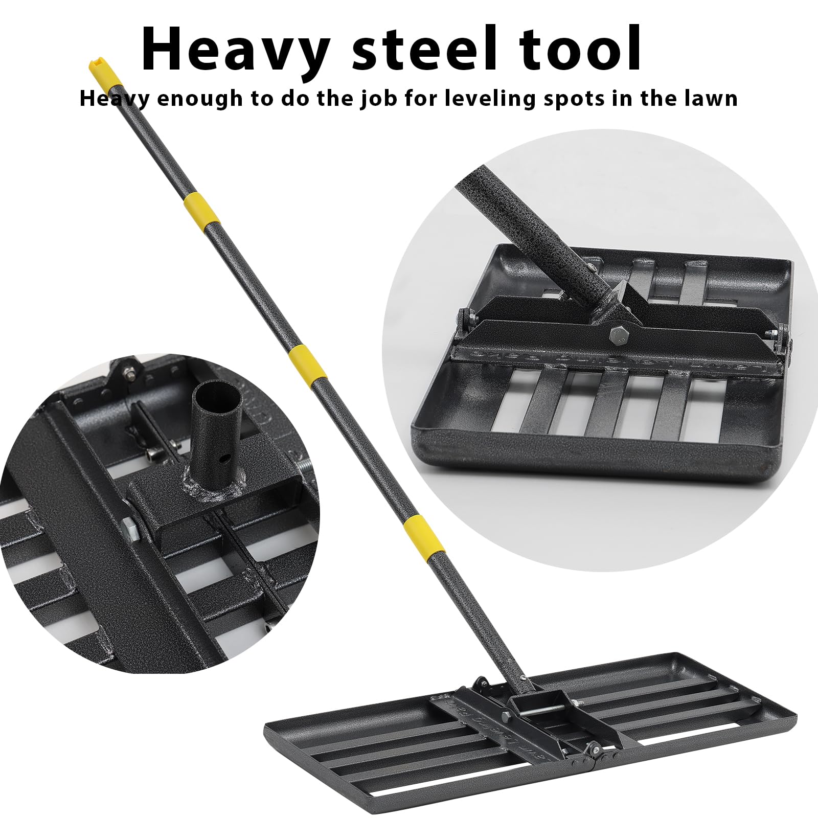 Oliynedy size comparison with person demonstrating 65-inch handle reach