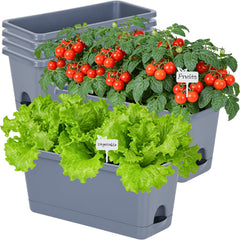 Oliz front packaging grey window box planter showing clean modern design and compact benefit