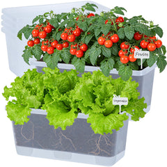 Oliz front view of 13.8 inch planter showing sleek translucent white design and capacity