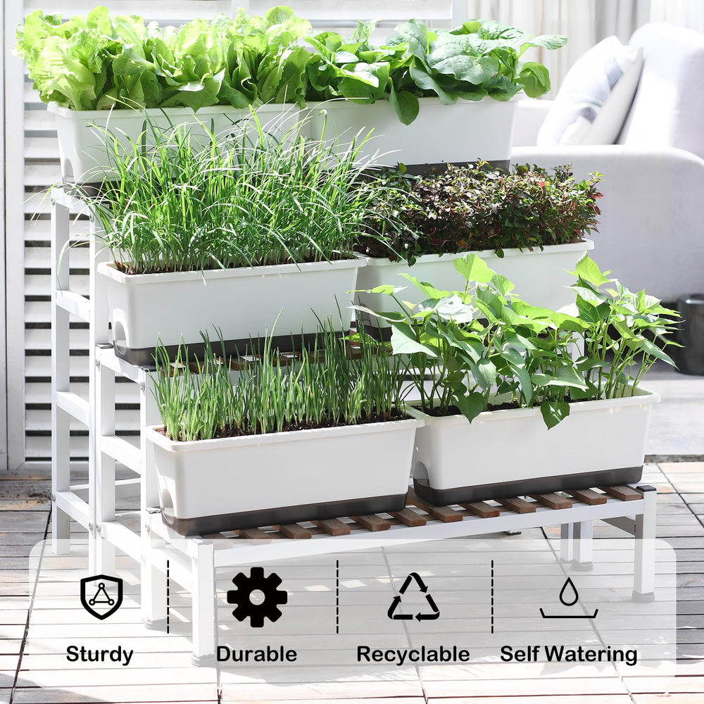 Oliz planters on a sunny windowsill with herbs, boosting kitchen accessibility