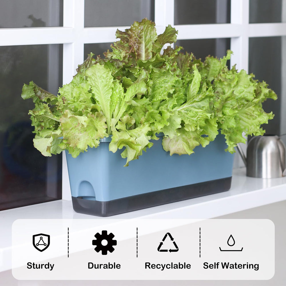 Oliz planter beside a ruler showing 17 inch length for accurate size reference