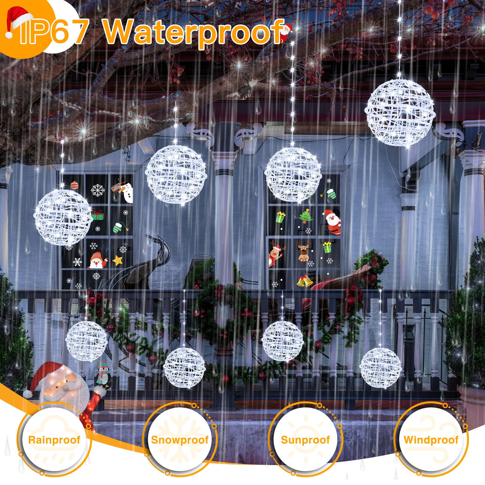Ollny spheres wrapped on outdoor tree adding cozy yard ambiance