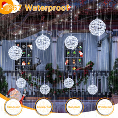 Ollny spheres wrapped on outdoor tree adding cozy yard ambiance