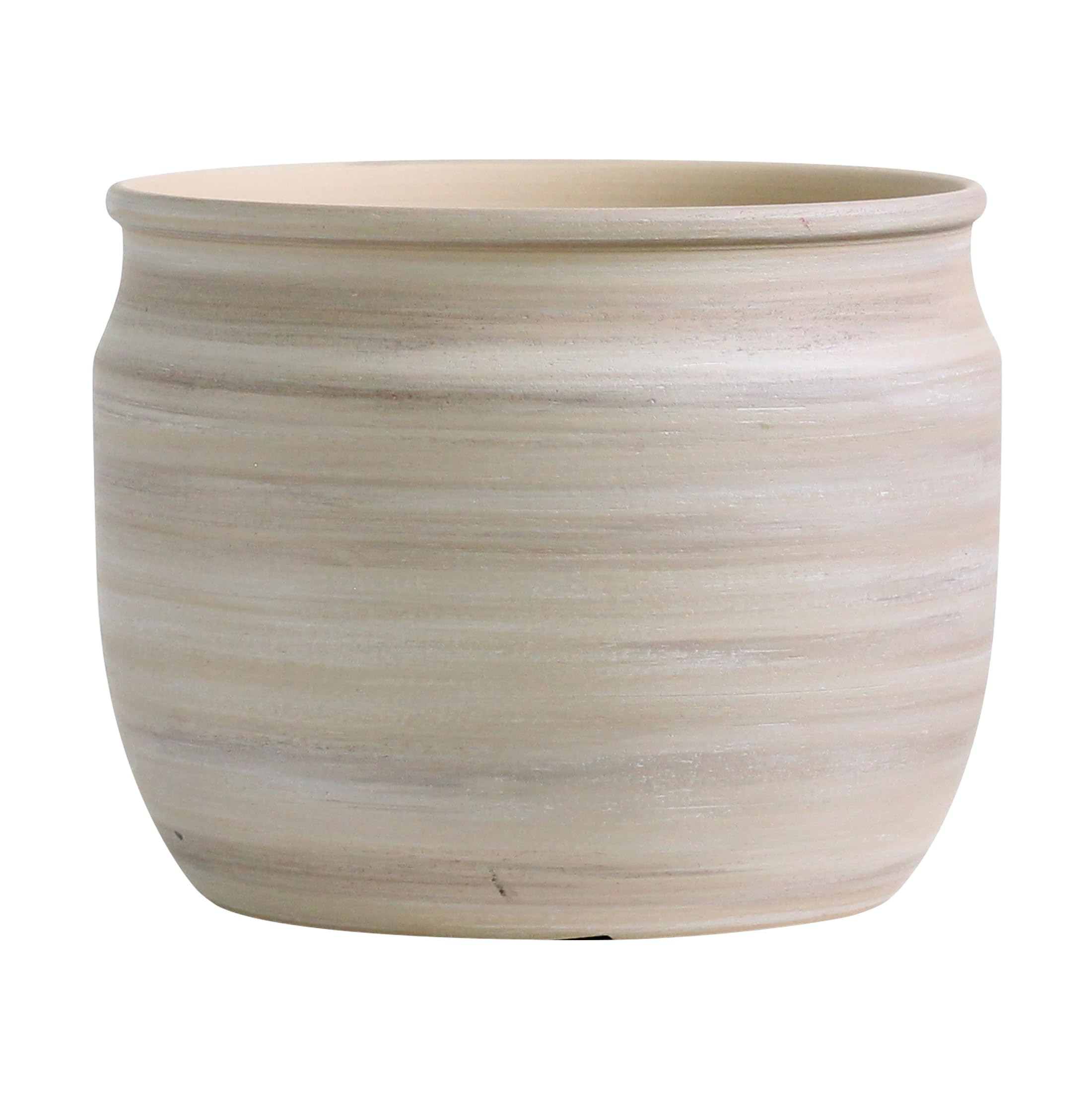 Olly & Rose front view of pot showing neutral taupe finish and modern shape for decor