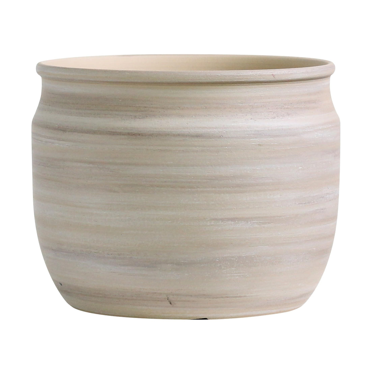 Olly & Rose front view of pot showing neutral taupe finish and modern shape for decor