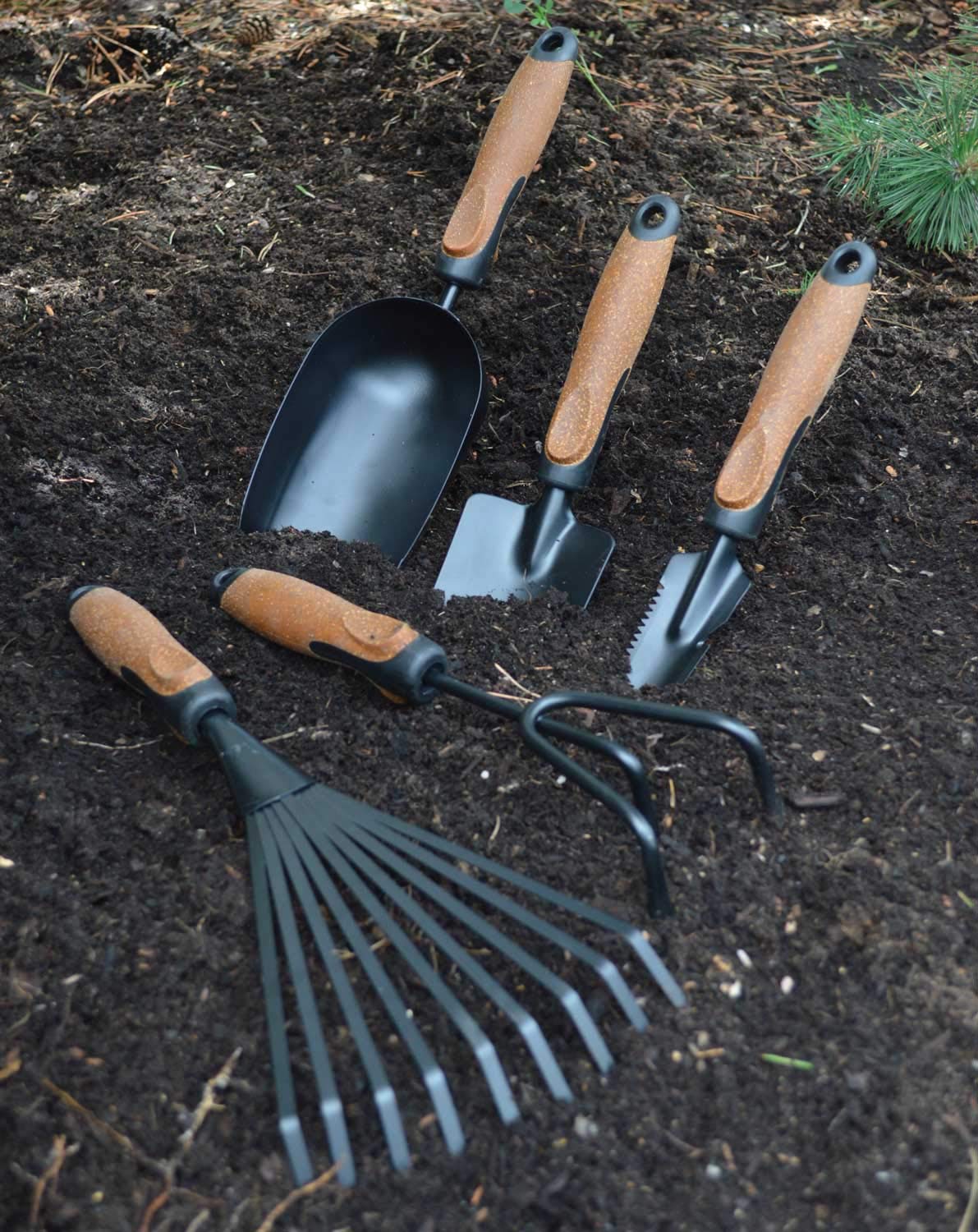 Olmsted Forge cork handle close-up offering comfortable, non-slip grip