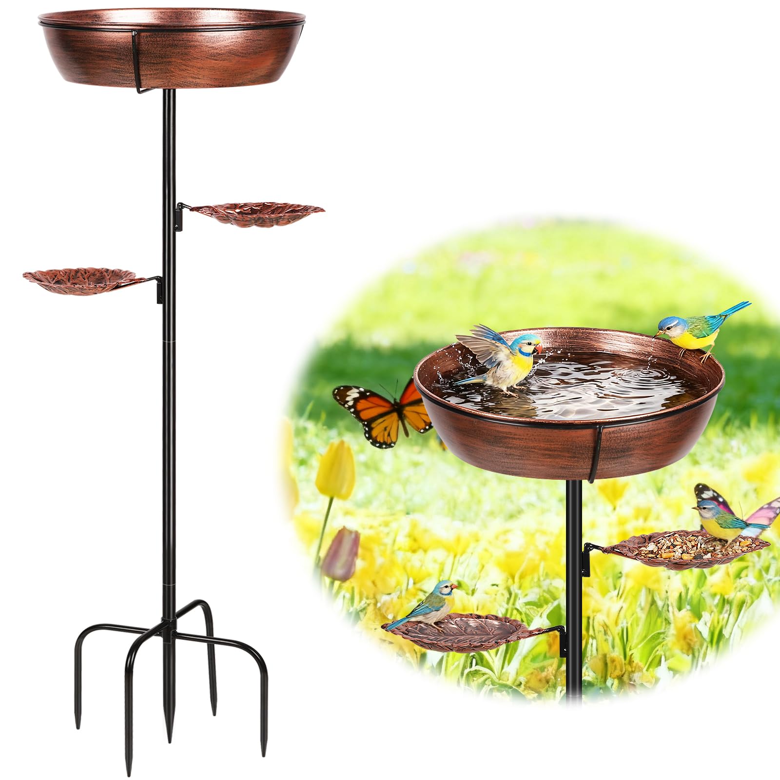 Olpchee front view bronze bird bath showing elegant garden focal point and durable finish