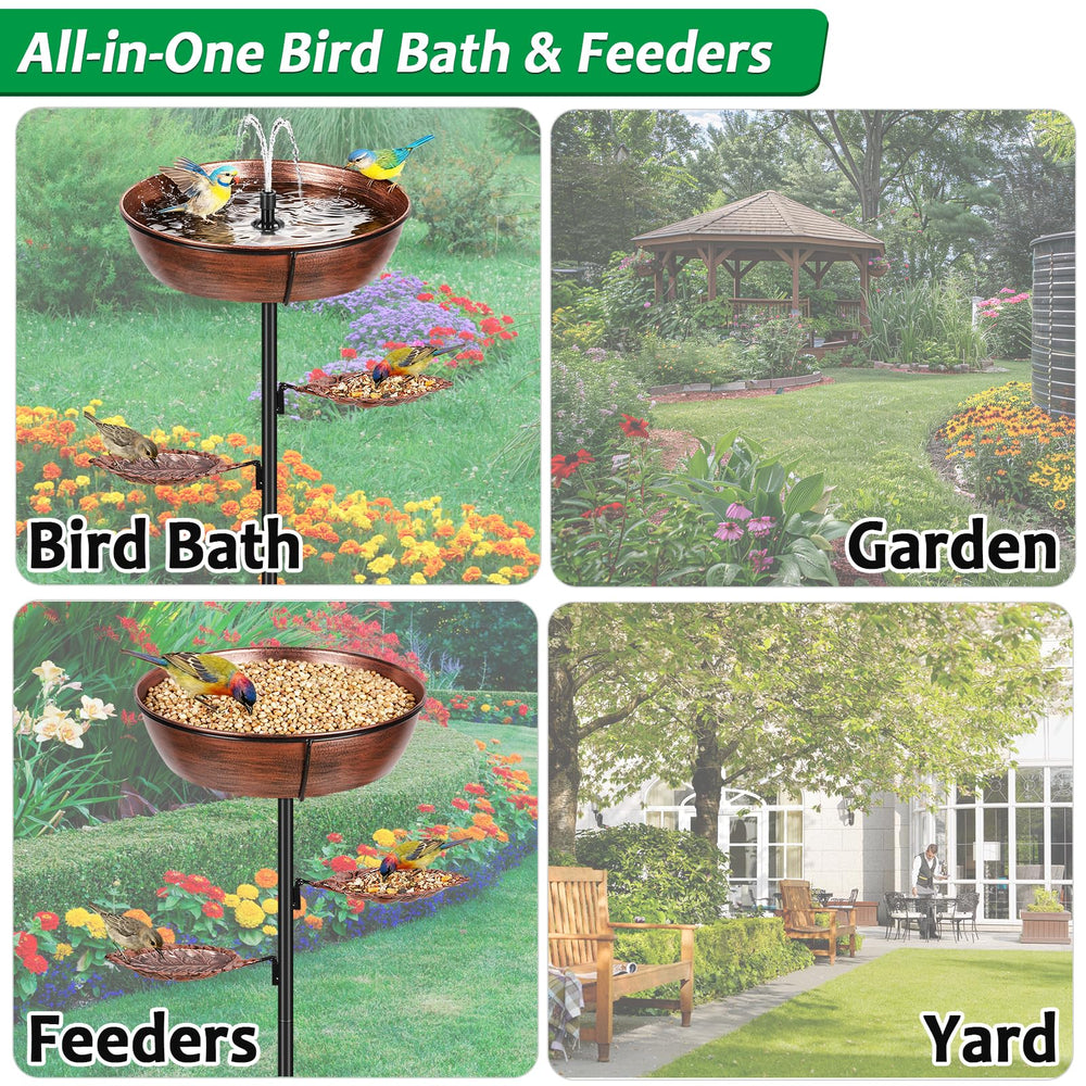 Olpchee bird bath fitted with a small solar fountain to increase wildlife visits