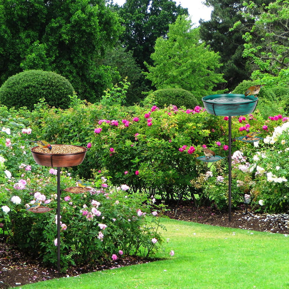 Olpchee bird bath with small solar pump in use showing gentle water movement to attract wildlife