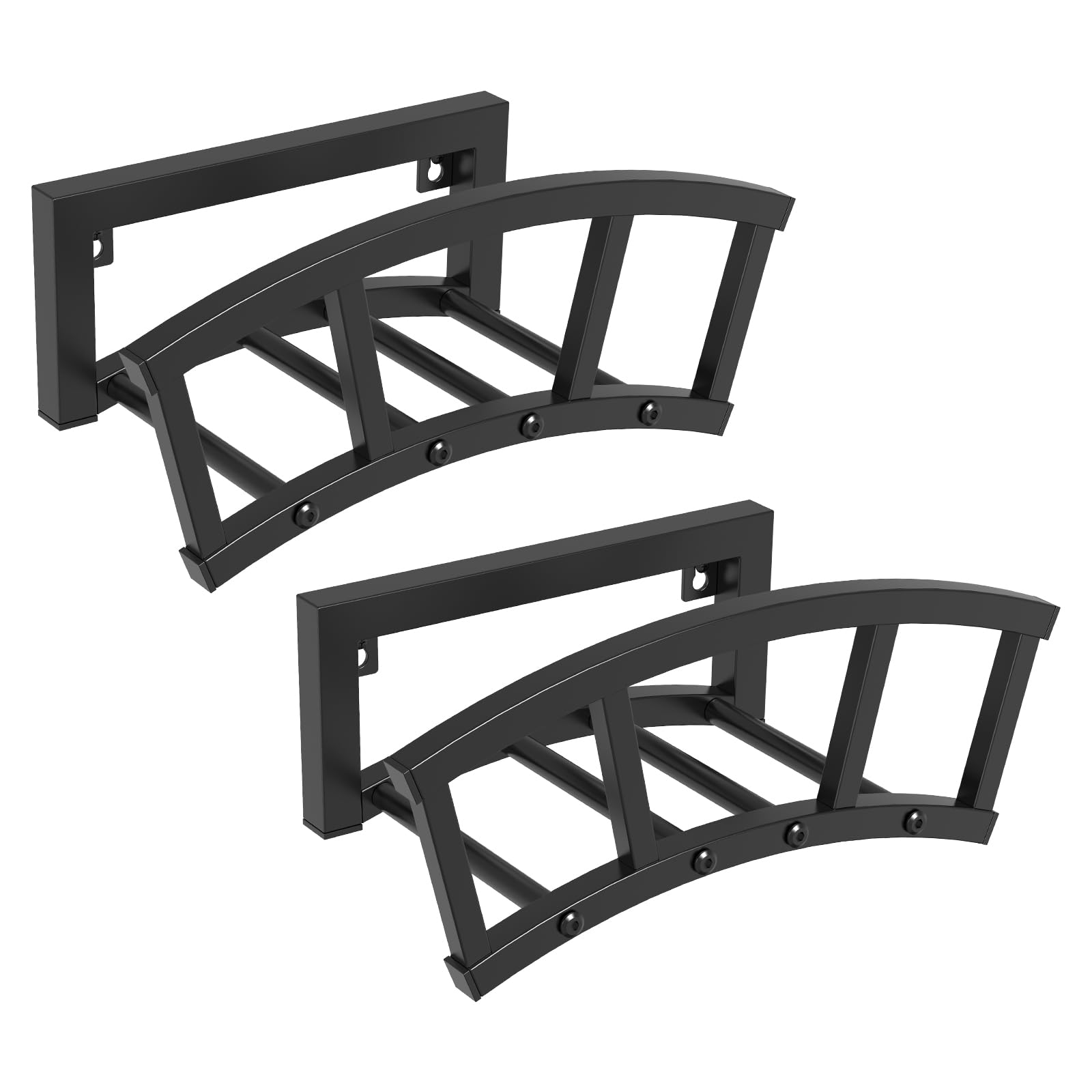 OLV front view of two wall-mounted hose holders showing tidy storage benefit