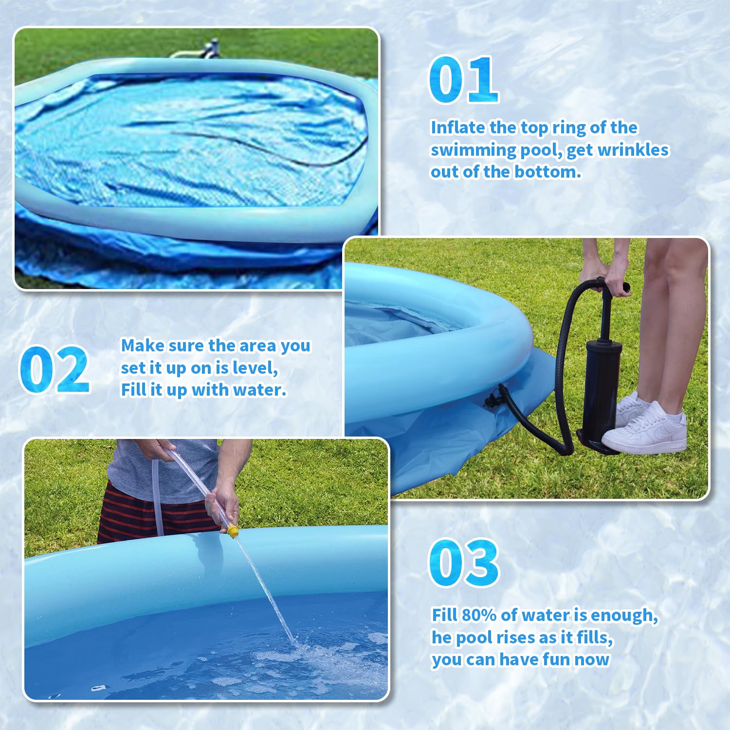 OLYMSOLD folded pool compactly stored showing space saving and portability