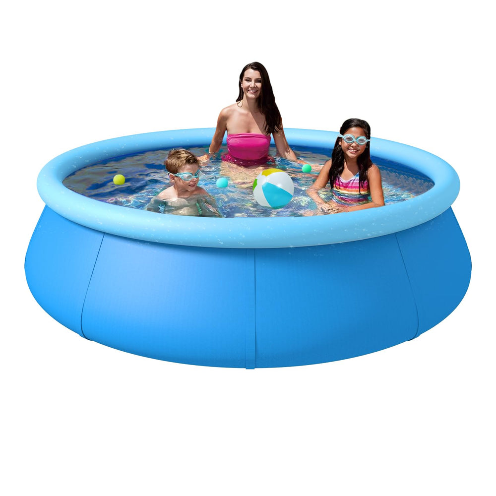 OLYMSOLD size comparison next to adult showing scale and comfortable water depth
