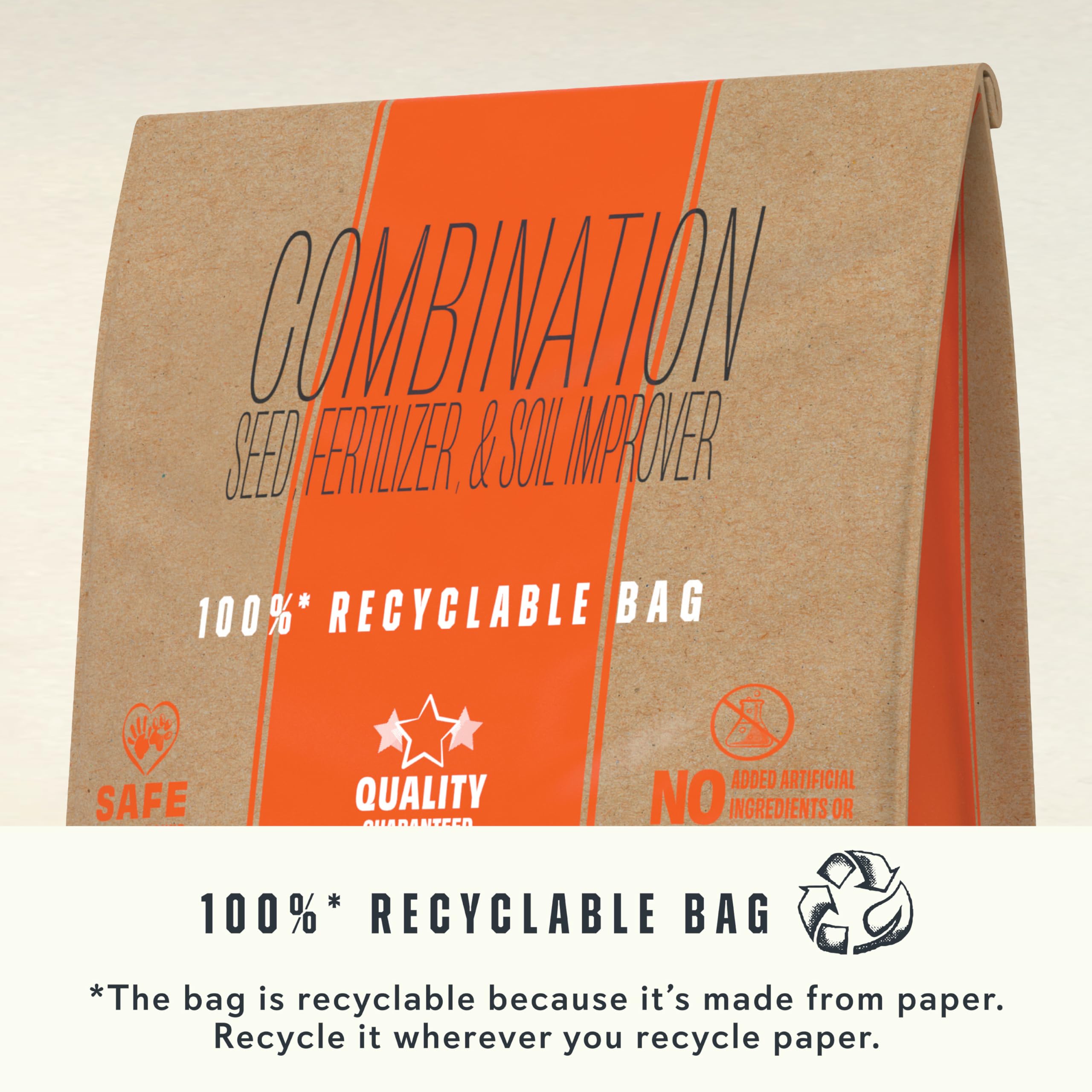 O.M. Scott recyclable paper bag highlighting eco-friendly packaging