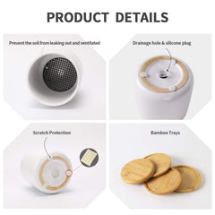OMAYKEY pot beside ruler and hand to show 4-inch scale for size clarity and placement planning