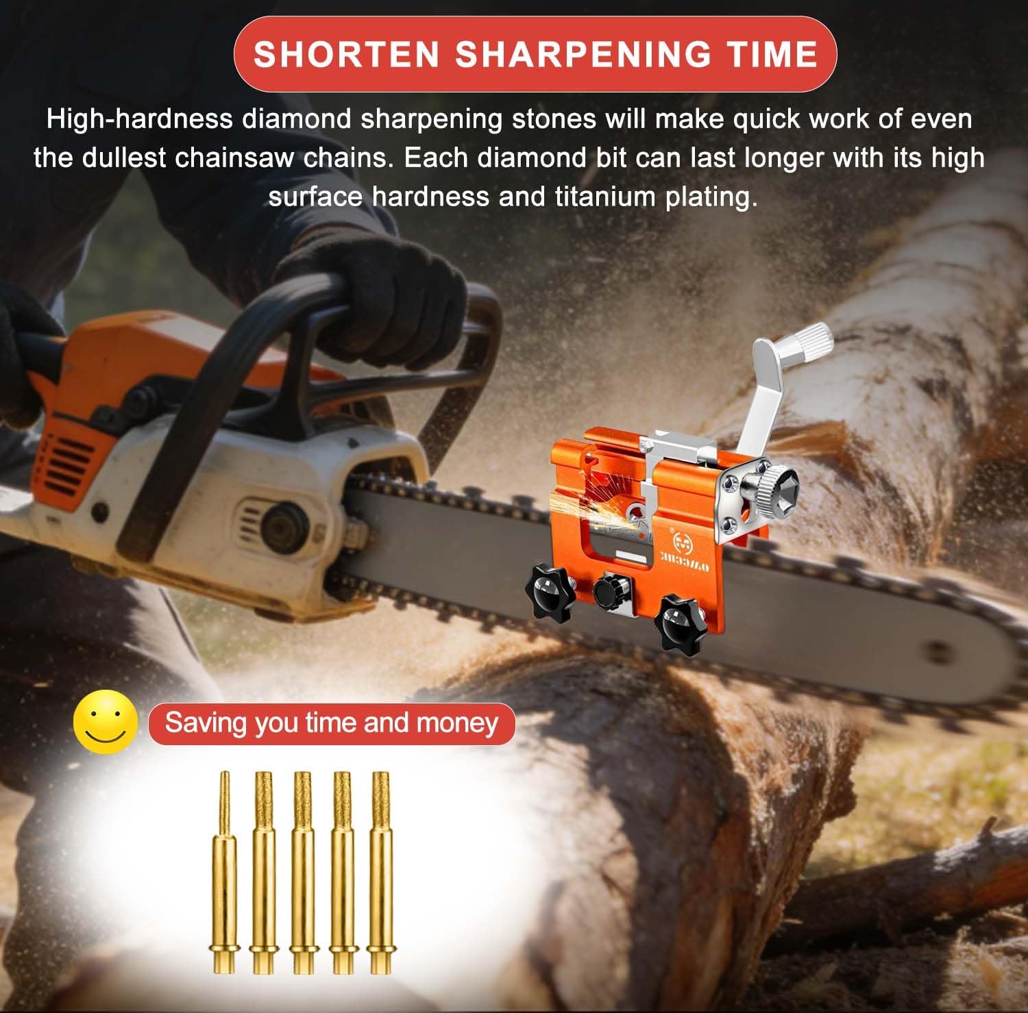 OMCCHK sharpened tooth closeup demonstrating cleaner cutting edges