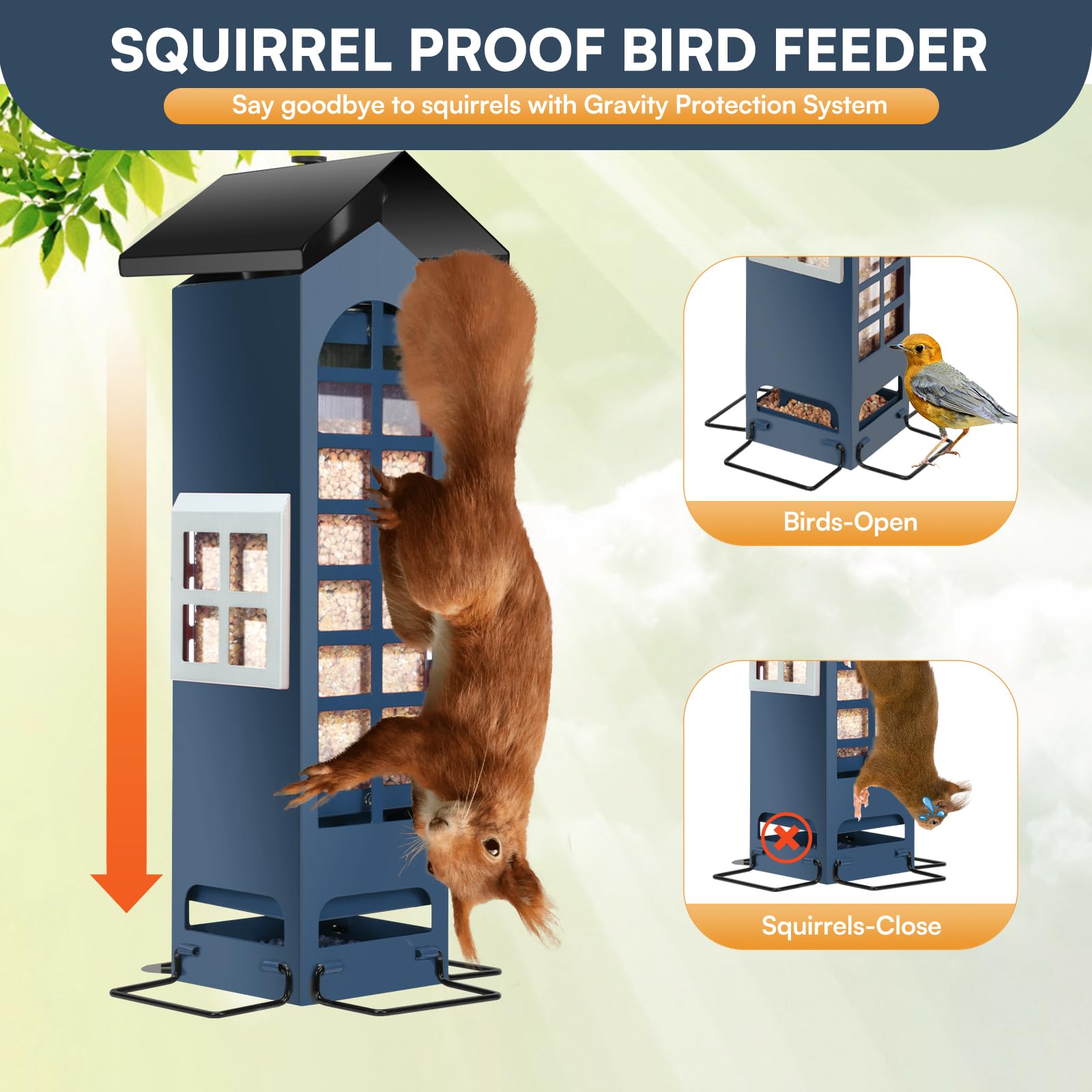 OMEUTY close-up of weight-activated perch demonstrating squirrel-blocking action