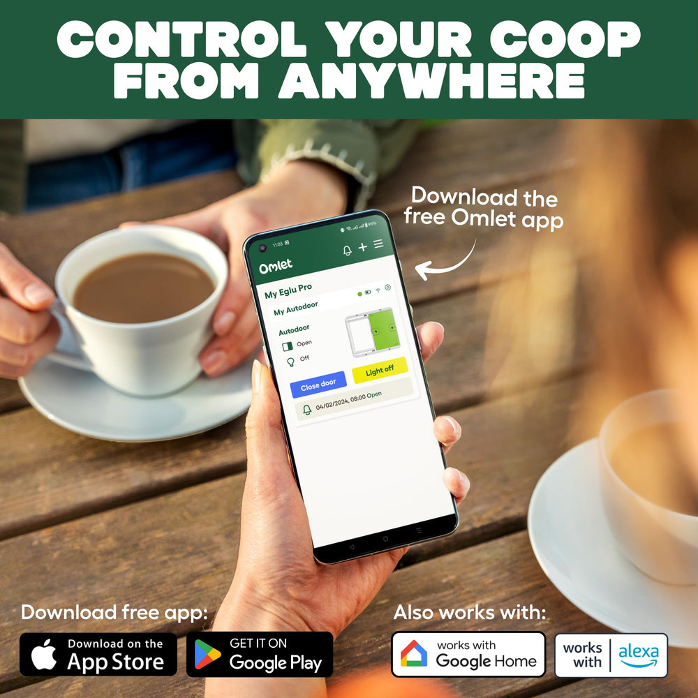 Omlet smartphone app showing door alert for remote control benefit