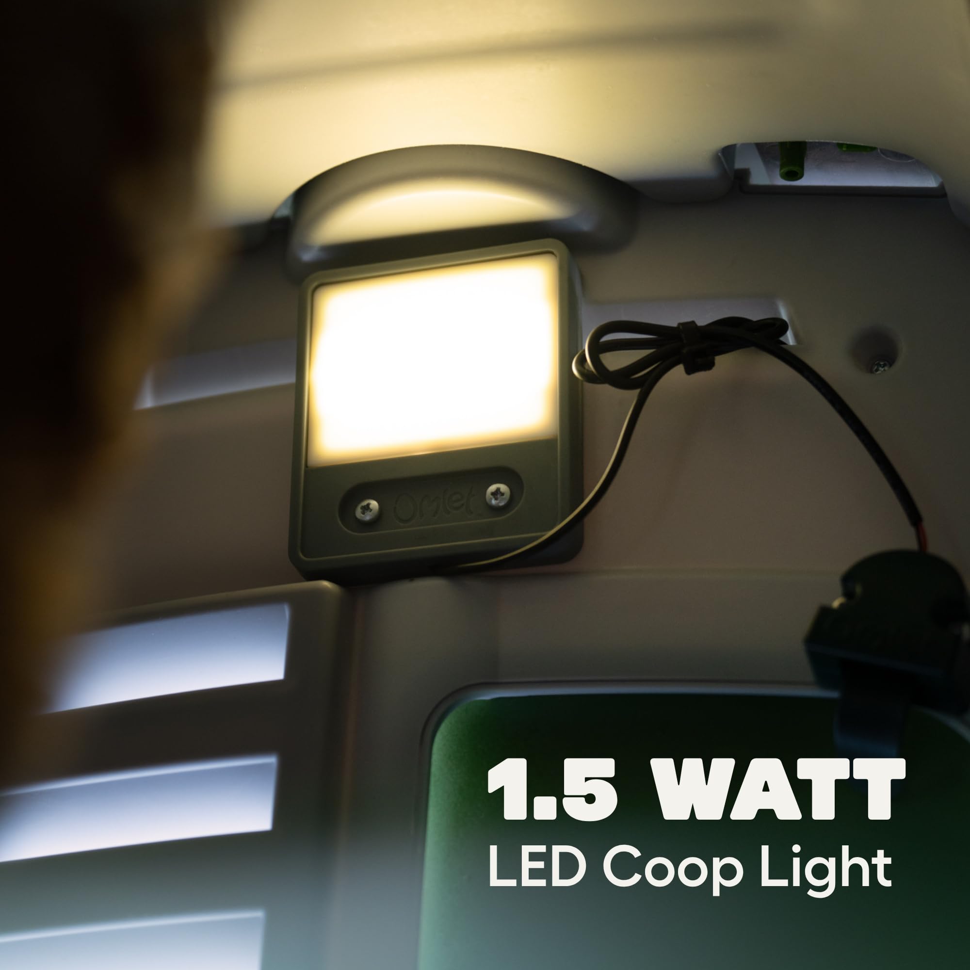 Omlet Coop Light close-up of LEDs highlighting even warm illumination for flocks